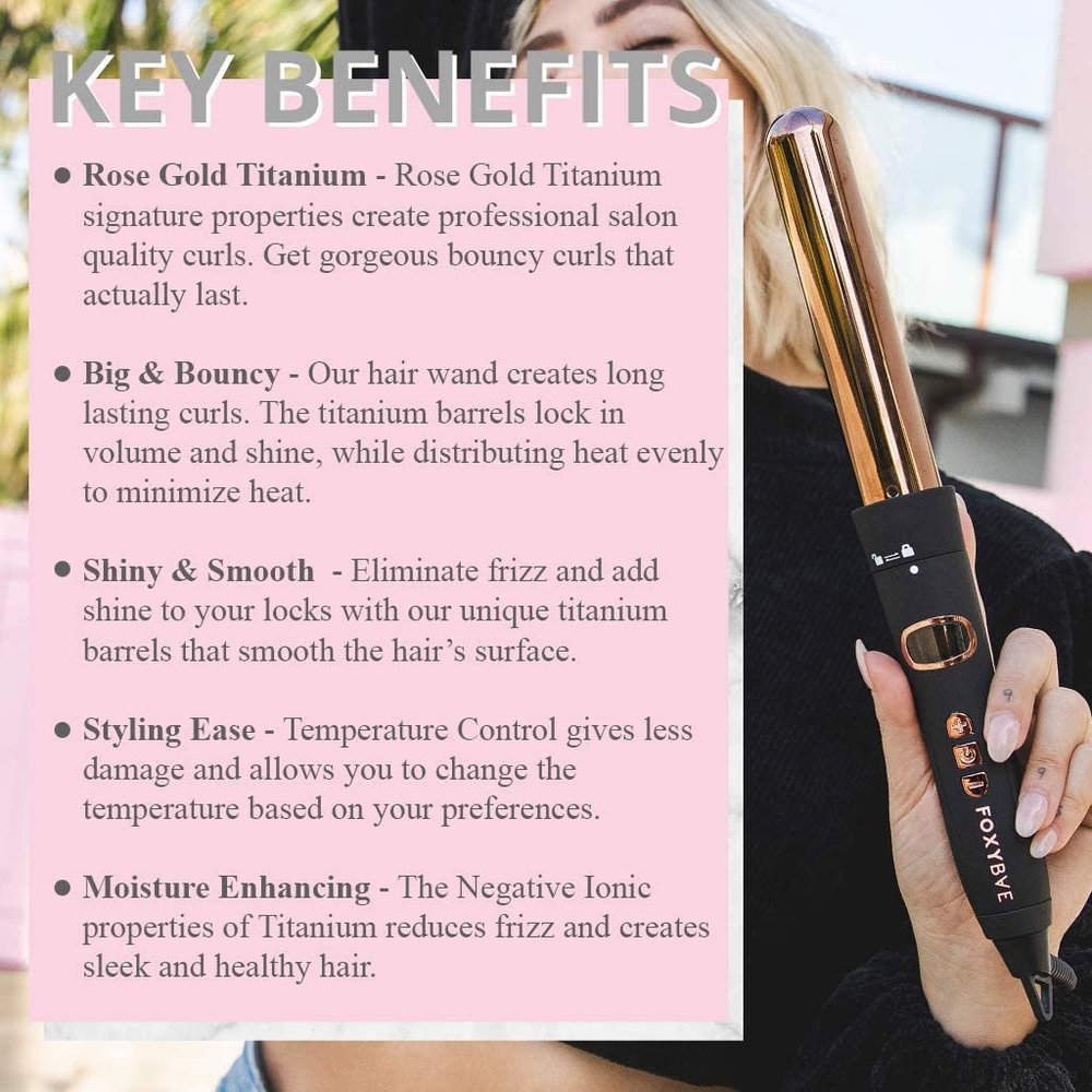 ($149 Value) Wanderlux Rose Gold Curling Wand, 32mm